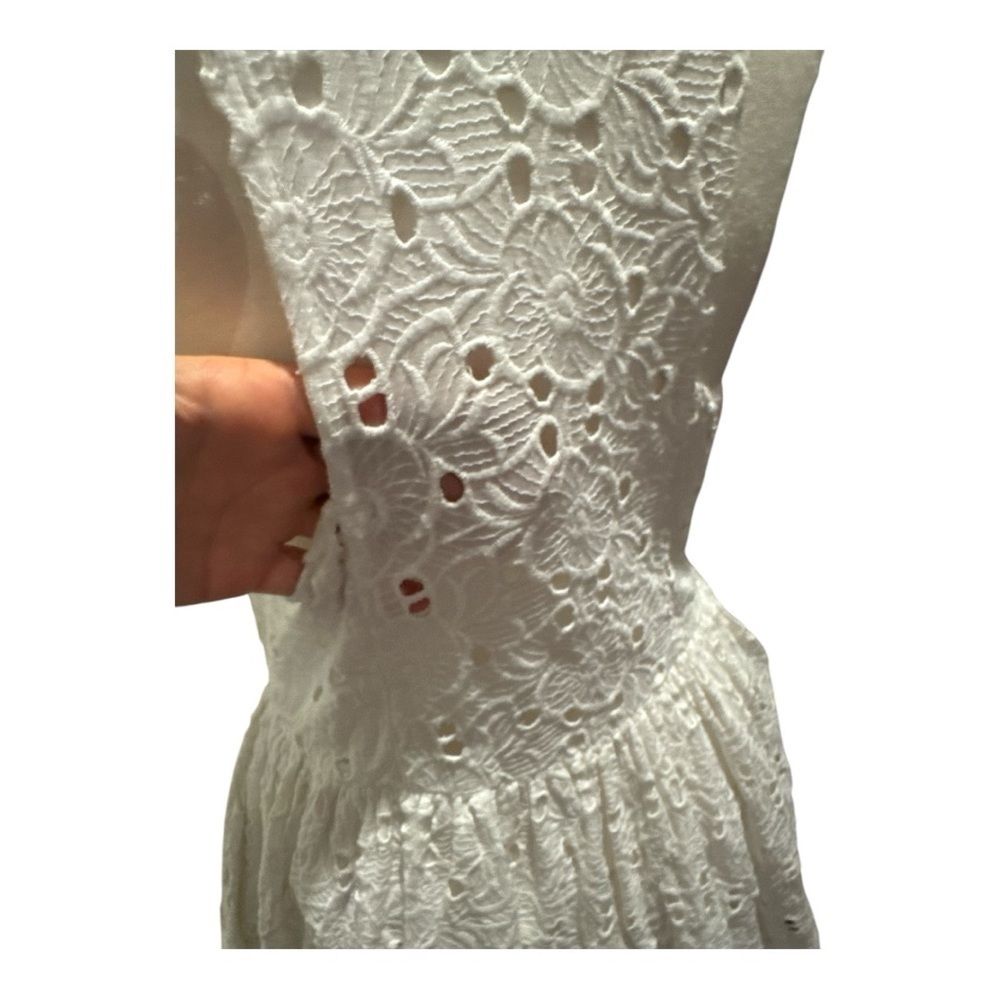 RAGA Sleeveless Eyelet Button Up Mini Dress Sz M White Euro Summer Anthropologie - Picture 9 of 9